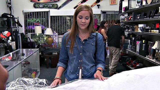 Petite babe fucked at pawnshop