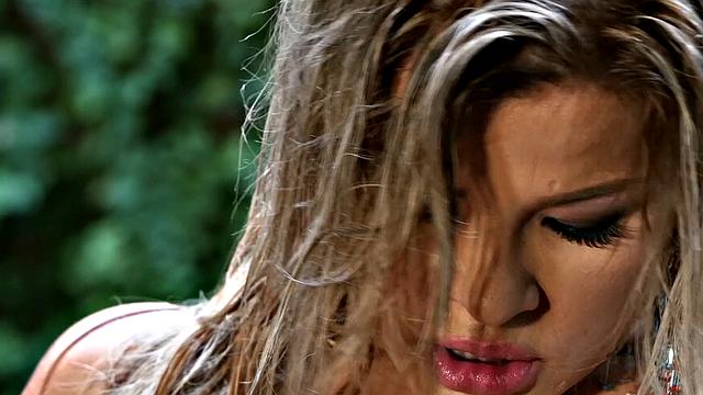 Latina with trimmed pussy in lingerie gets naughty in the shower