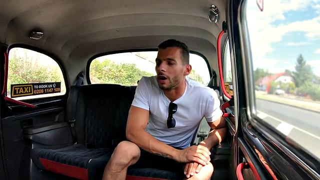 Roundass cabbie sucking off and riding passenger's cock