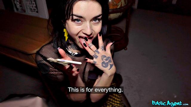 Sexy French student gives public blowjob