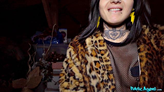 Sexy French student gives public blowjob