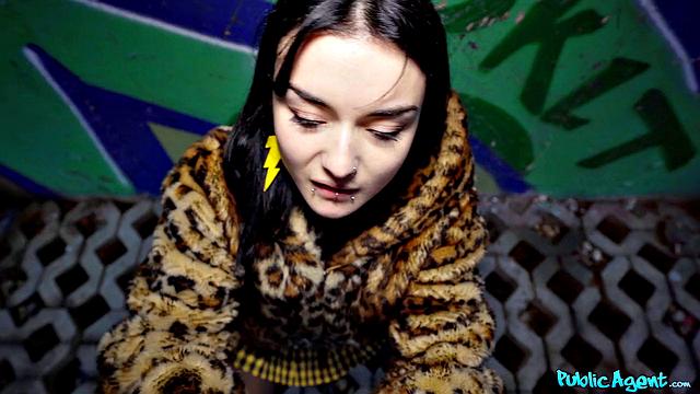 Sexy French student gives public blowjob