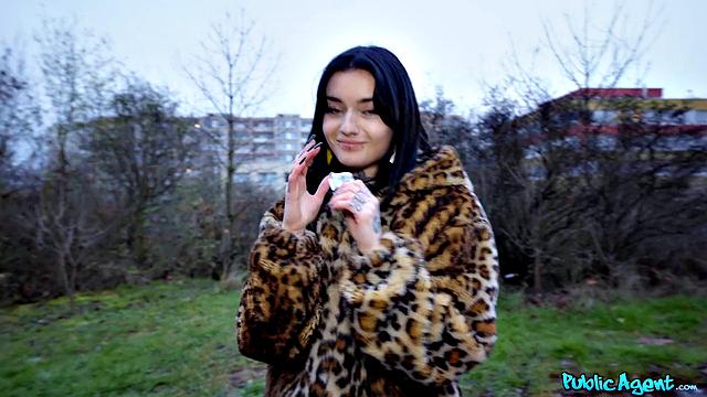 Sexy French student gives public blowjob