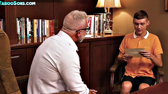 Mature stepdaddy bareback fucks 21yo stepsons in a 3some