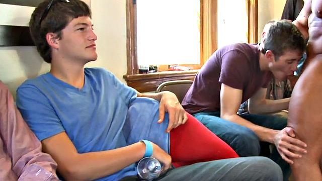 Spoiling cocksucking party with dancers