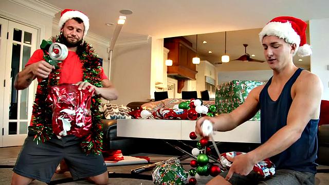 Stepbro cums after blowjob and bareback holiday sex