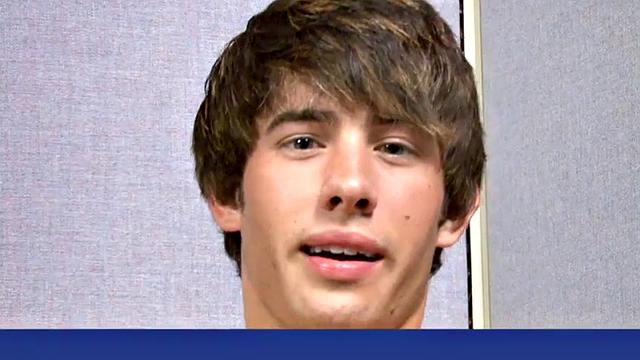 Parker Brookes tries to keep a straight face but fails when the pants come off