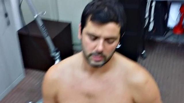 Bottom stud 3some in pawnshop office by owners