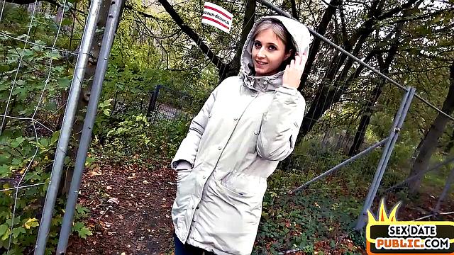 Real German amateur fucked in public by her sex date
