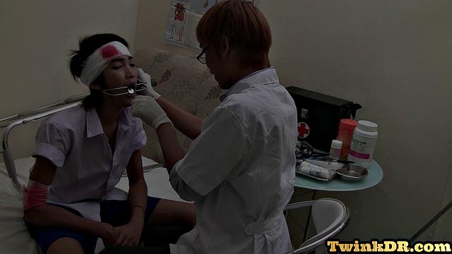 Horny asian doc pounding his patient