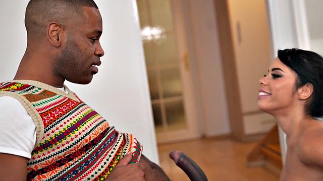 Bigbooty Latina babe titfucked and pussydrilled by black cock