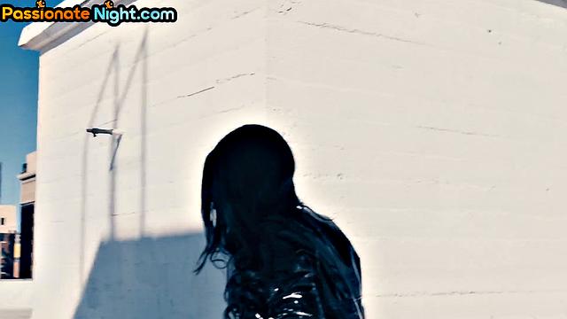 Stunning ebony bae gets doggystyled