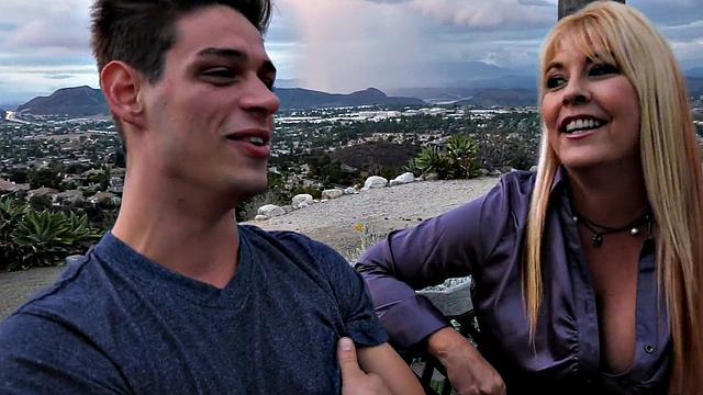 Hairy mature seduces jock outdoors