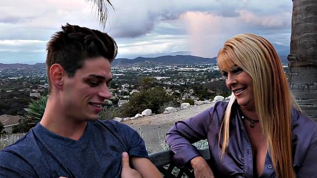 Hairy mature seduces jock outdoors