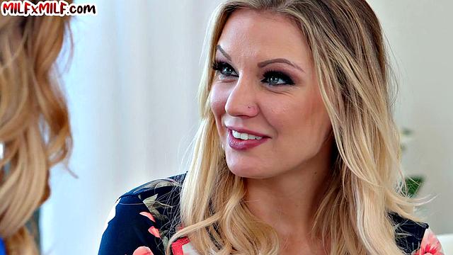 Big-titted blonde MILF pussylicked by Girlfriend