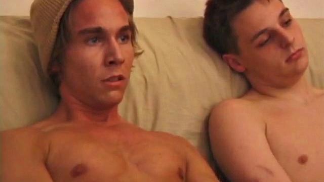 Roar, Gunner, Brock and Joey shed their clothes and sit lined up on the sofa to watch a porn video