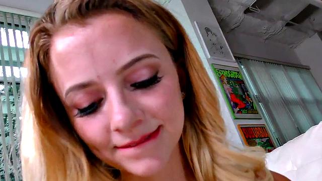 POV handjob babe slowly wanking dick while in panties