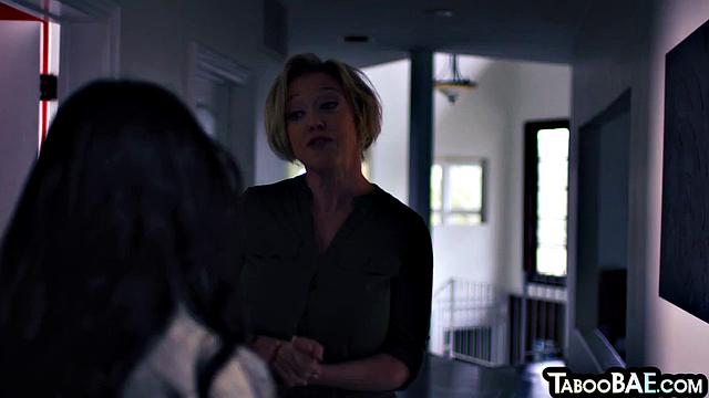 Big-titted MILF licked by Asian babe