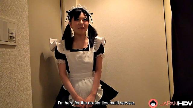 Mai Araki is not wearing panties while cleaning her client's home