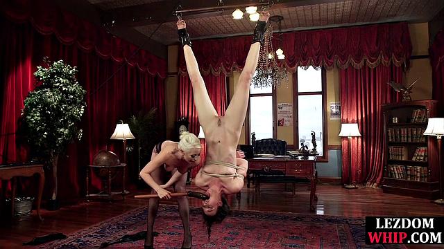 Nasty mistress pussytoying tied slut