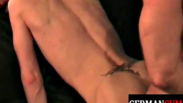 Athletic bottom filled with cum by German studs