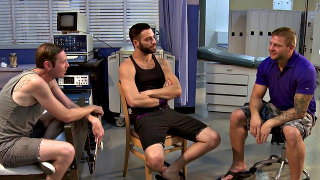 Cockriding gay fucked by nympho stud in anal hole