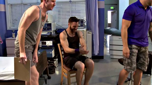 Cockriding gay fucked by nympho stud in anal hole