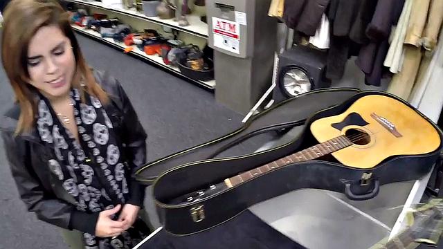 Real pawnshop babe sucks and rides in his office