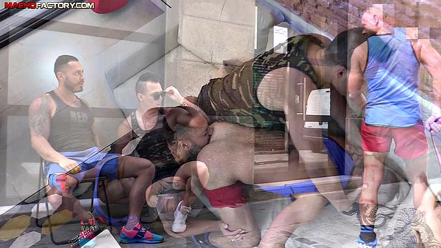 Three hung guys go wild with double penetration in Barcelona, bubble butts getting pounded hard