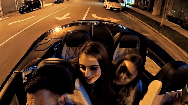 Rough doggystyle sex in the bathroom with a tattooed Latina and her hair-loving friend