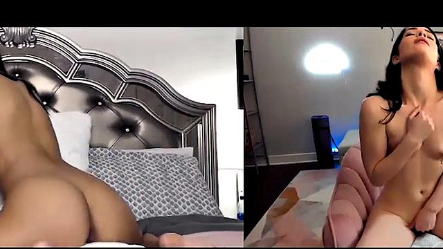 две лезби на видеочате: пальчики пляшут, а сосед в шоке