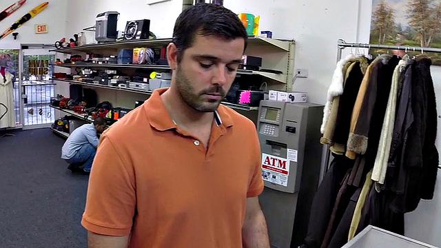 Real pawnshop amateur gay in voyeur office anal sex