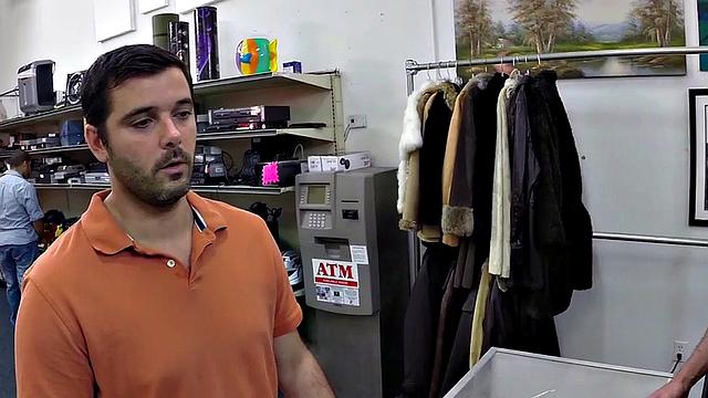 Real pawnshop amateur gay in voyeur office anal sex