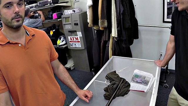 Real pawnshop amateur gay in voyeur office anal sex