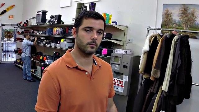 Real pawnshop amateur gay in voyeur office anal sex