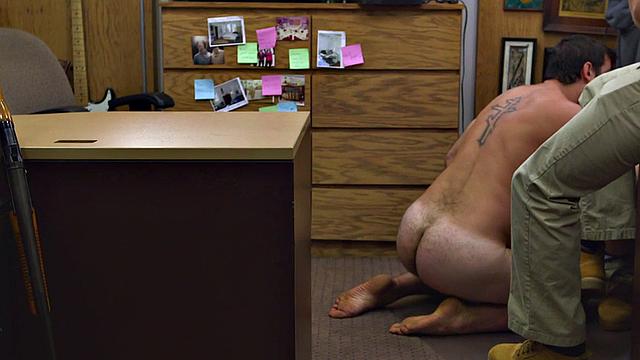 Real pawnshop amateur gay in voyeur office anal sex