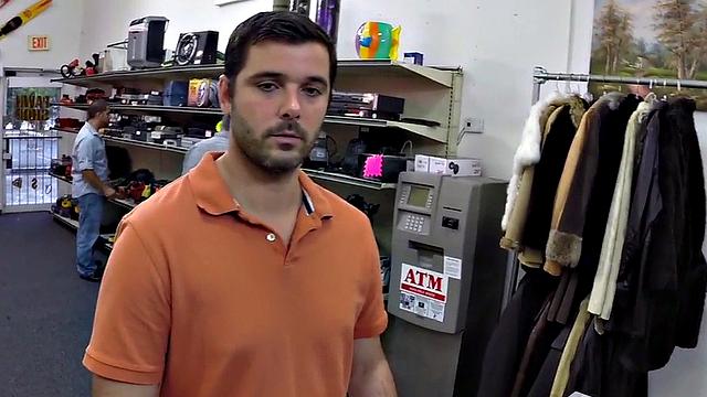 Real pawnshop amateur gay in voyeur office anal sex