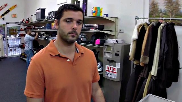 Real pawnshop amateur gay in voyeur office anal sex