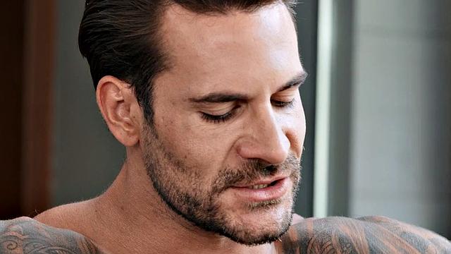 Tattooed stud fucks nympho in missionary in asshole