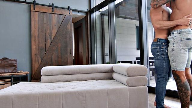 Tattooed stud fucks nympho in missionary in asshole