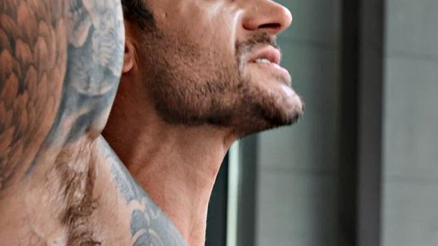 Tattooed stud fucks nympho in missionary in asshole