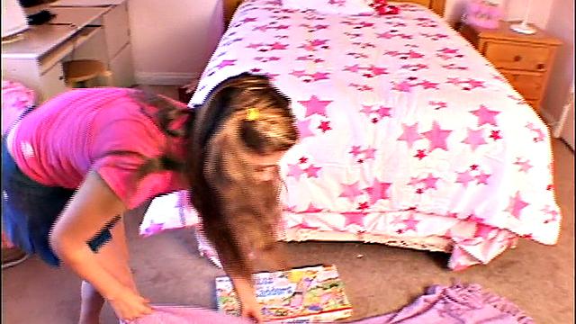 Teen Topanga gets wet fingering her pussy and playing a game