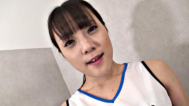 Mio Ichihara in a cheerleader costume while we finger her pussy