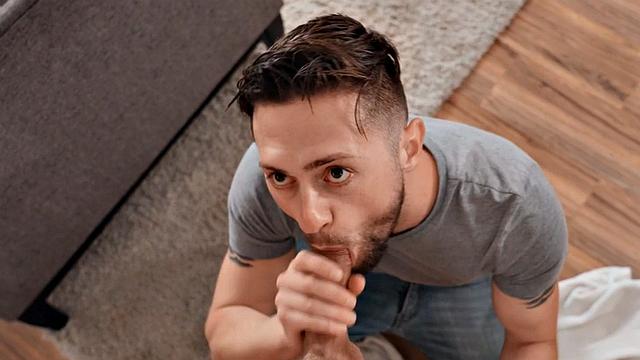 Jock cums while fucking in missionary before throating