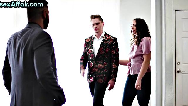 Stunning babe deepthroating cock