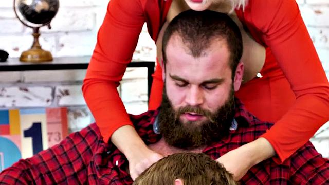 Amateur bisex trio with lumberjack and couple