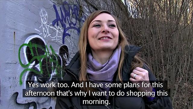 Sales lady has sex in the forest