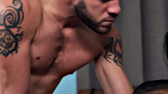 Asian petite face fucking bisex 3some fucked