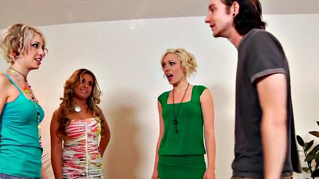 Strapon femdoms fuck sub asshole in group session