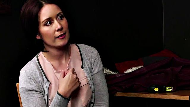 British CFNM MILF jerks and sucks lucky guy in the changing room